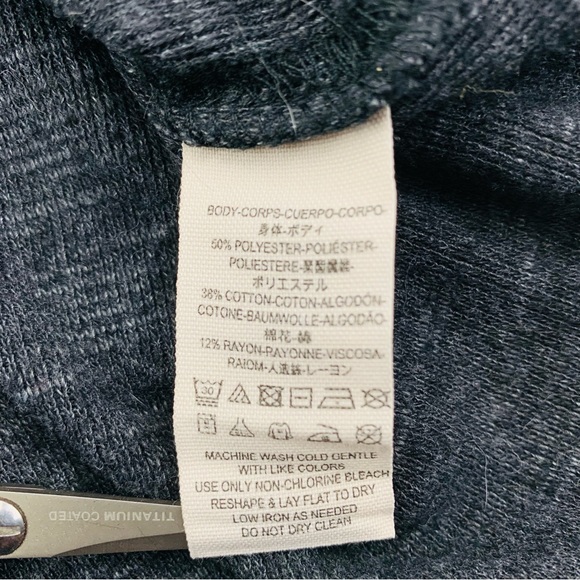 We The Free Split Back Turtleneck Raw Seams Long Sleeve Charcoal - Picture 6 of 13